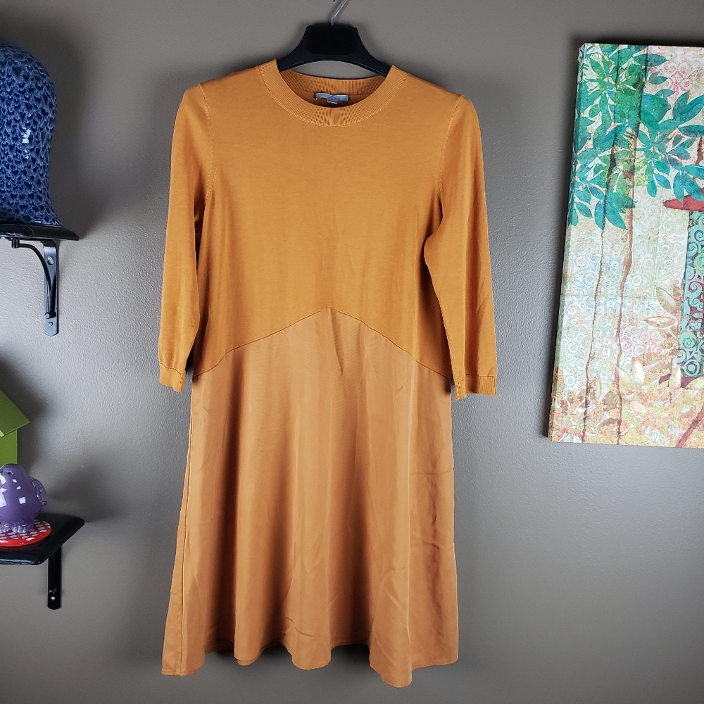 COS Mustard Yellow A-Line Midi Dress - Picture 3 of 11